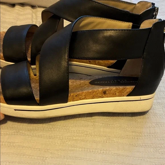 Adrienne Vittadini Black Cross-Strap AV Claud Sandals - Picture 3 of 5